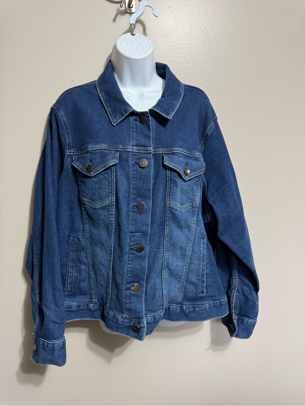 Lane Bryant Dark Blue Denim Jacket with Button Front